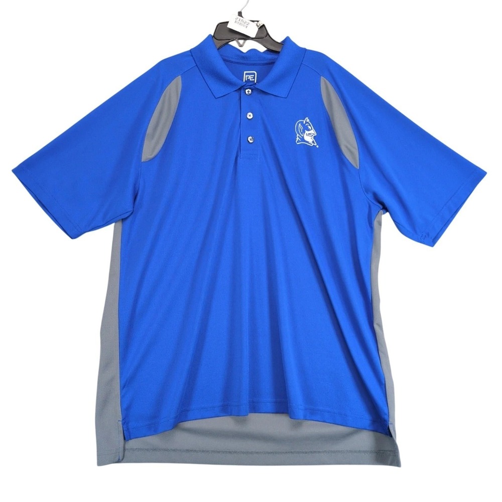 Duke Blue Devils Polo Shirt Mens XL Colorblock Performance Logo 2-Sided Athletic